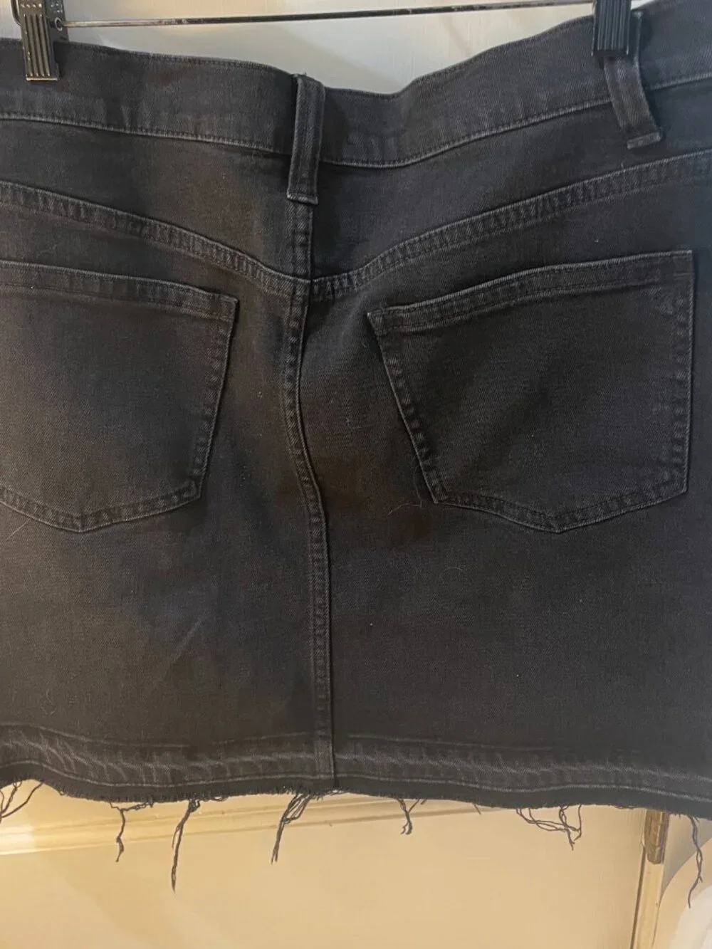 Madewell Step Hem‎ Jean Skirt Black Distressed Denim Preppy Mini Size 16 or 30